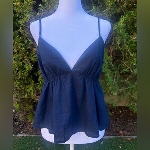Kendall & Kylie Blue Sleeveless Bustier Peplum Camisole